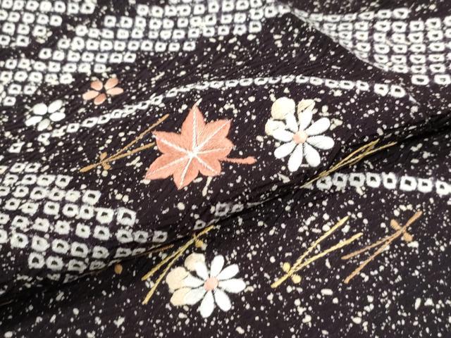 平和屋着物●訪問着　絞り　刺繍　吹き寄せ花文　たたき染め　正絹　逸品　未使用　CABI3245yc