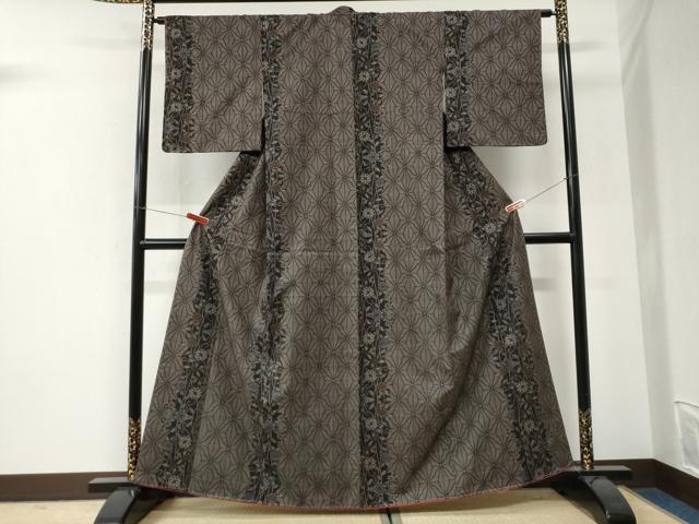 平和屋着物●本場大島紬　7マルキ　麻の葉花唐草文　正絹　逸品　未使用　CABI3247yc