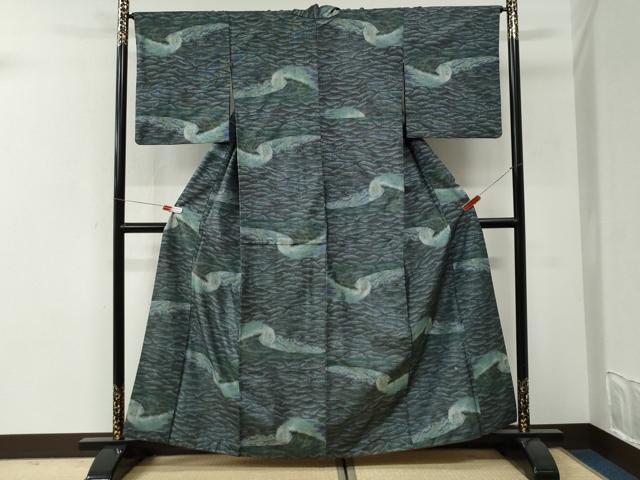 平和屋着物●都喜ヱ門　本場大島紬　7マルキ　総絣　霞文　藤絹織物謹製　正絹　逸品　CABI3249yc
