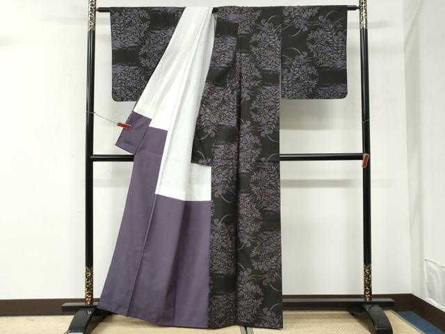 平和屋着物●本場大島紬　9マルキ　草花文　正絹　逸品　CABI3250yc
