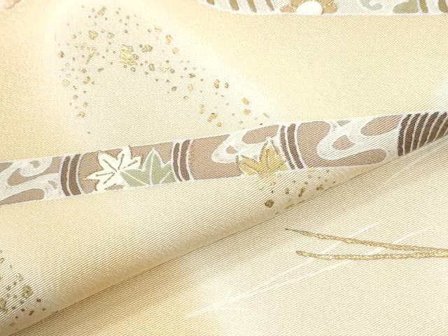 平和屋着物●訪問着　駒刺繍　横笛花蝶文　暈し染め　金彩　正絹　逸品　未使用　CABI3251yc
