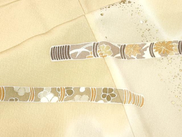 平和屋着物●訪問着　駒刺繍　横笛花蝶文　暈し染め　金彩　正絹　逸品　未使用　CABI3251yc