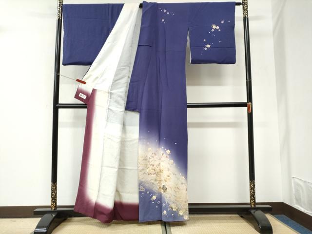 平和屋着物●訪問着　毬舞桜文　暈し染め　金彩　鬼しぼ縮緬　やまと誂製　正絹　逸品　CABI3254yc