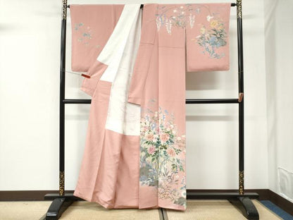 平和屋着物●訪問着　友禅　作家物　草花文　暈し染め　正絹　逸品　CABI3259yc