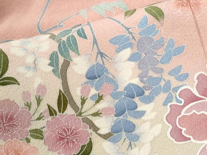 平和屋着物●訪問着　友禅　作家物　草花文　暈し染め　正絹　逸品　CABI3259yc