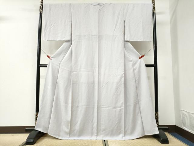 平和屋着物●上質な色無地　草花地紋　薄梅鼠色　正絹　逸品　CABI3260yc