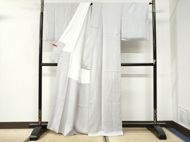 平和屋着物●上質な色無地　草花地紋　薄梅鼠色　正絹　逸品　CABI3260yc