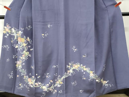 平和屋着物●訪問着　駒刺繍　草花文　金彩　正絹　逸品　CABI3265yc