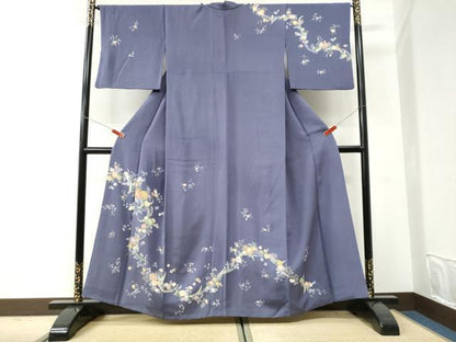 平和屋着物●訪問着　駒刺繍　草花文　金彩　正絹　逸品　CABI3265yc