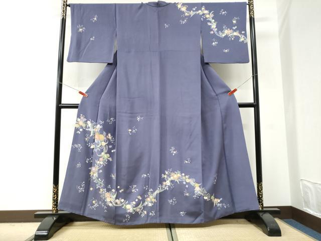 平和屋着物●訪問着　駒刺繍　草花文　金彩　正絹　逸品　CABI3265yc