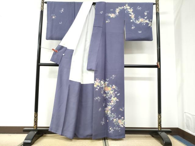 平和屋着物●訪問着　駒刺繍　草花文　金彩　正絹　逸品　CABI3265yc