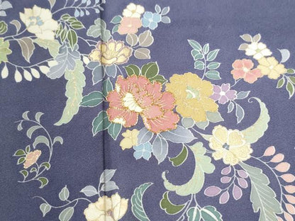 平和屋着物●訪問着　駒刺繍　草花文　金彩　正絹　逸品　CABI3265yc