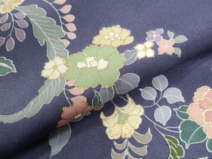 平和屋着物●訪問着　駒刺繍　草花文　金彩　正絹　逸品　CABI3265yc