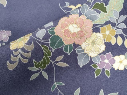 平和屋着物●訪問着　駒刺繍　草花文　金彩　正絹　逸品　CABI3265yc