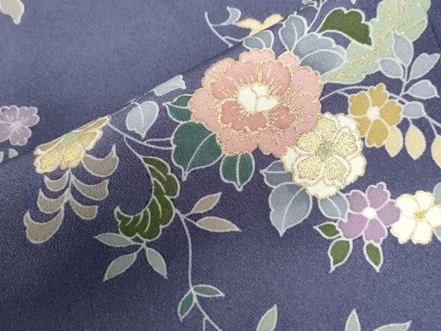 平和屋着物●訪問着　駒刺繍　草花文　金彩　正絹　逸品　CABI3265yc