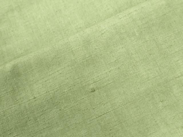 平和屋着物●結城紬　色無地　青丹色　正絹　逸品　CABI3266yc