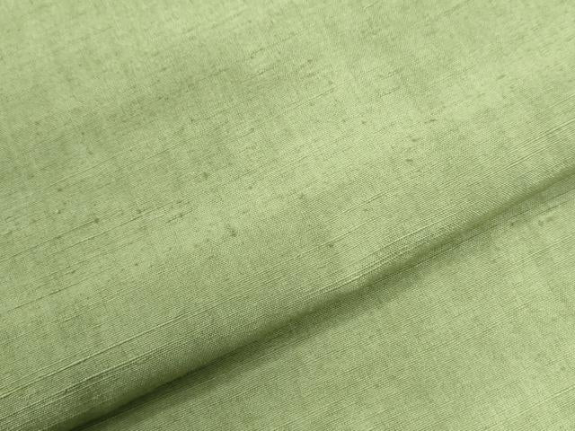 平和屋着物●結城紬　色無地　青丹色　正絹　逸品　CABI3266yc