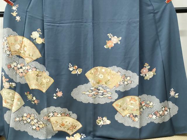 平和屋着物●訪問着　駒刺繍　雲取り地紙鴛鴦花唐草文　金彩　正絹　逸品　CABI3268yc