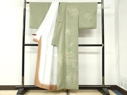 平和屋着物●訪問着　駒刺繍　草花文　金彩　正絹　逸品　CABI3271yc