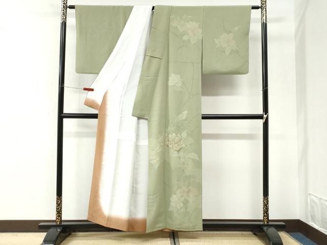 平和屋着物●訪問着　駒刺繍　草花文　金彩　正絹　逸品　CABI3271yc