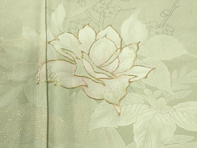 平和屋着物●訪問着　駒刺繍　草花文　金彩　正絹　逸品　CABI3271yc