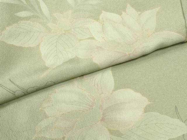 平和屋着物●訪問着　駒刺繍　草花文　金彩　正絹　逸品　CABI3271yc