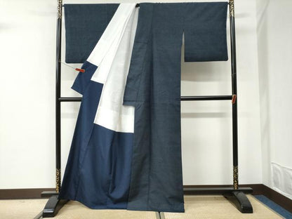 平和屋着物●結城紬　100亀甲　総詰め　正絹　逸品　CABI3272yc
