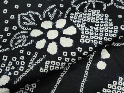 平和屋着物●訪問着　絞り　草花文　黒地　さが美扱い　正絹　逸品　CABI3273yc