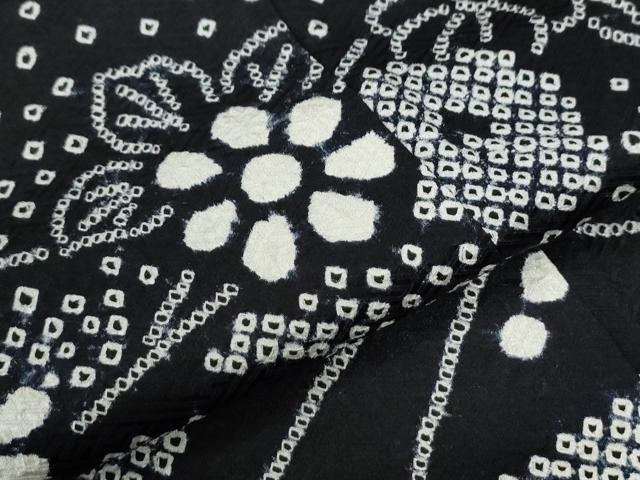 平和屋着物●訪問着　絞り　草花文　黒地　さが美扱い　正絹　逸品　CABI3273yc
