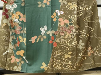 平和屋着物●訪問着　駒刺繍　萩花文　金彩　正絹　逸品　CABI3276yc