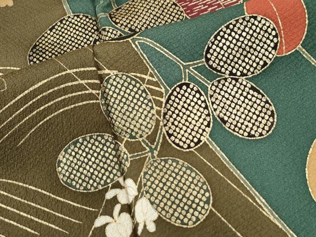 平和屋着物●訪問着　駒刺繍　萩花文　金彩　正絹　逸品　CABI3276yc