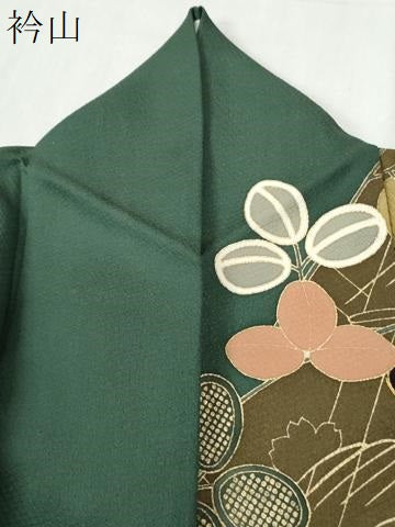 平和屋着物●訪問着　駒刺繍　萩花文　金彩　正絹　逸品　CABI3276yc