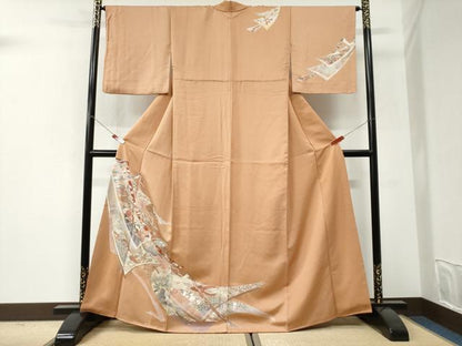 平和屋着物●訪問着　鬘帯熨斗草花文　金銀彩　正絹　逸品　未使用　CABI3278yc