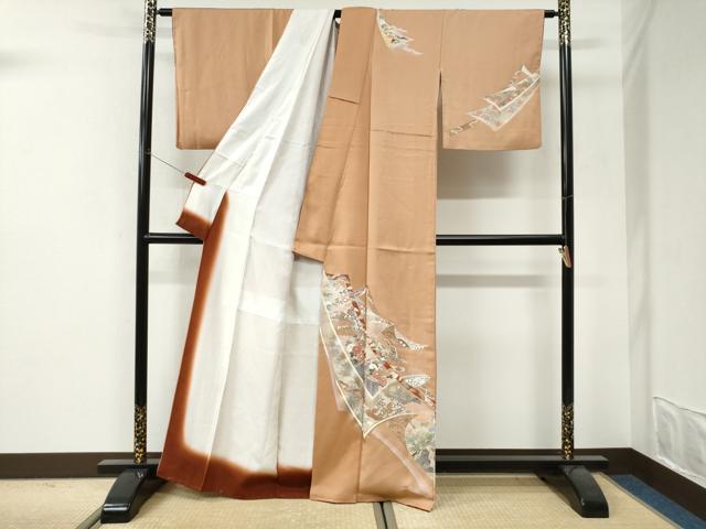 平和屋着物●訪問着　鬘帯熨斗草花文　金銀彩　正絹　逸品　未使用　CABI3278yc