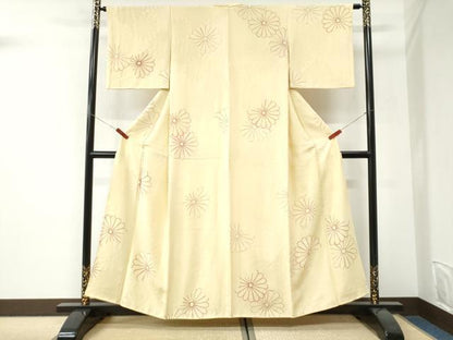 平和屋着物●上質な小紋　地紋起こし　菊尽くし　正絹　逸品　CABI3286yc