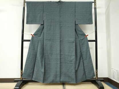 平和屋着物●上質なお召　霰文　正絹　逸品　未使用　CABI3287yc