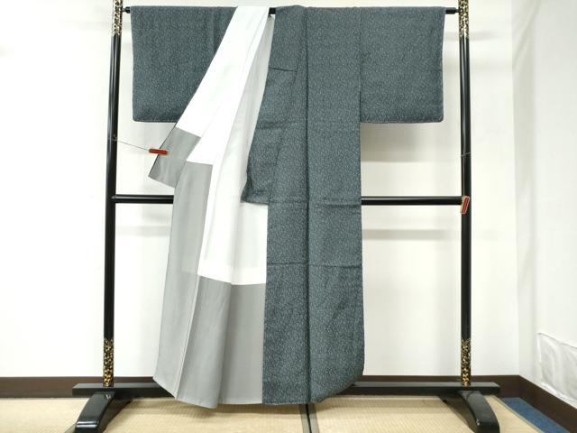 平和屋着物●上質なお召　霰文　正絹　逸品　未使用　CABI3287yc