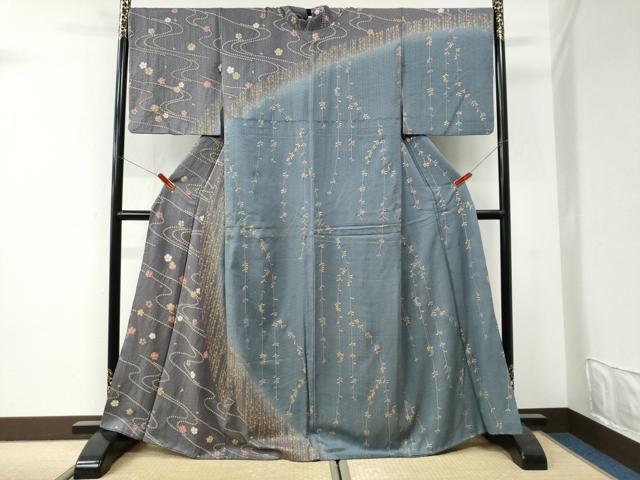 平和屋着物●訪問着　絞り　舞花文　暈し染め　金彩　正絹　逸品　CABI3289yc