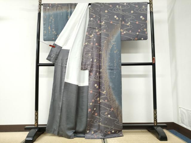平和屋着物●訪問着　絞り　舞花文　暈し染め　金彩　正絹　逸品　CABI3289yc