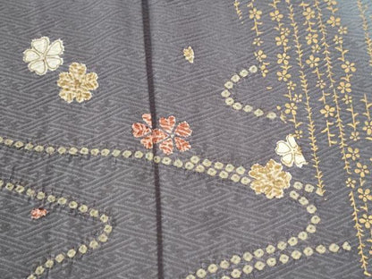 平和屋着物●訪問着　絞り　舞花文　暈し染め　金彩　正絹　逸品　CABI3289yc
