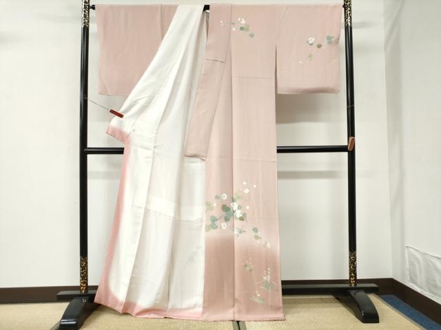 平和屋着物●訪問着　草花文　暈し染め　正絹　逸品　CABI3290yc