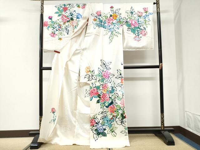 平和屋着物●訪問着　牡丹花文　仮絵羽　正絹　逸品　未使用　CABI3292yc