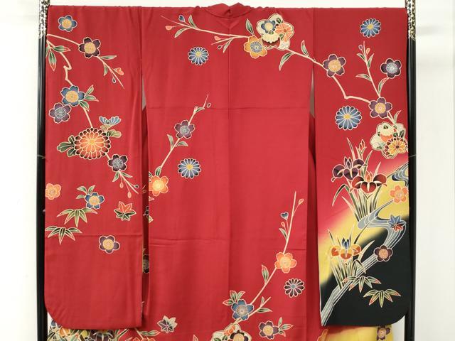 平和屋着物●豪華振袖　紅型　流水籬牡丹花文　暈し染め　正絹　逸品　CABI3296yc