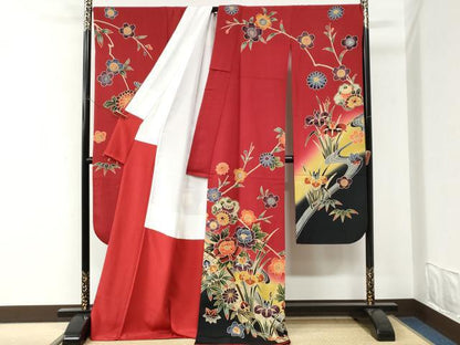 平和屋着物●豪華振袖　紅型　流水籬牡丹花文　暈し染め　正絹　逸品　CABI3296yc