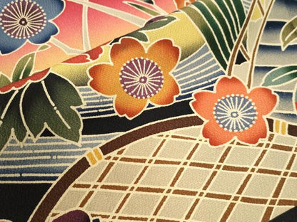 平和屋着物●豪華振袖　紅型　流水籬牡丹花文　暈し染め　正絹　逸品　CABI3296yc