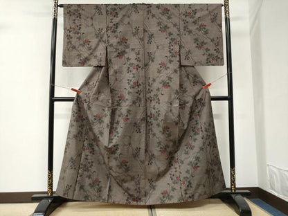 平和屋着物●本場大島紬　9マルキ　枝花文　正絹　逸品　CABI3297yc