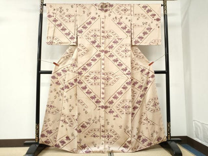 平和屋着物●上質な小紋　型染め　唐子　動物　正絹　逸品　CABI3302yc