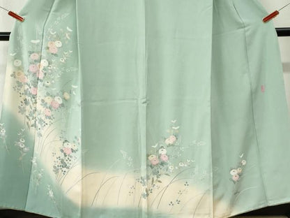 平和屋着物●訪問着　友禅　作家物　菊　暈し染め　正絹　逸品　CABI3303yc