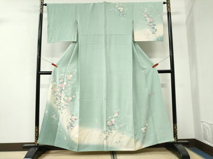 平和屋着物●訪問着　友禅　作家物　菊　暈し染め　正絹　逸品　CABI3303yc
