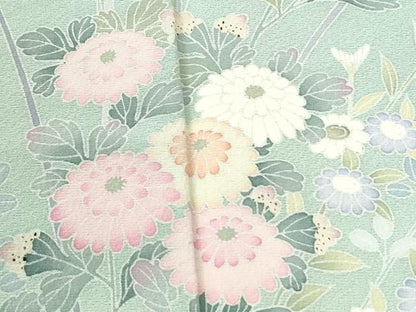 平和屋着物●訪問着　友禅　作家物　菊　暈し染め　正絹　逸品　CABI3303yc